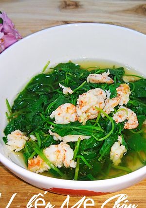 Hình của món Canh rau má nấu tôm.