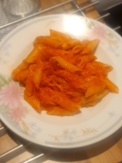 A picture of Pasta with pepper cream.