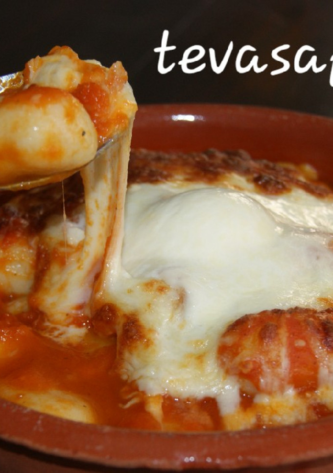 Una foto de Ñoquis con salsa de tomate y queso 🍅🧀🍅🧀