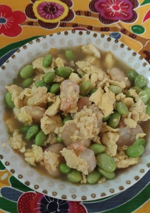 簡單料理-毛豆蝦仁炒蛋 的食譜成品照片