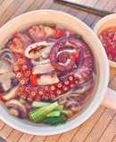 Bún Nưa Súp Bạch Tuộc Nấu Hẹ và Nấm (No Carb)
