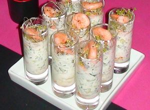 Une photo de Verrine Radis et Concombre aux Crevettes