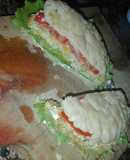 Sándwich con pan de papa vegetariano!