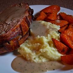 A picture of Bacon wrapped Meatloaf.