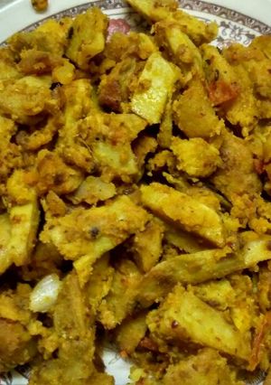A picture of Fried arbi masala.
