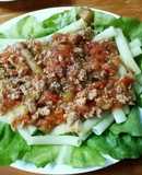 Nui sốt thịt bằm (Nui spaghetti)