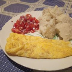 Scramble eggs.. ugali n kachumbari A picture of Scramble eggs.. ugali n kachumbari.