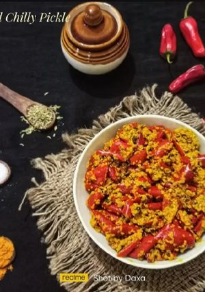 A picture of Kathiyawadi Red Chilli Pickle.
