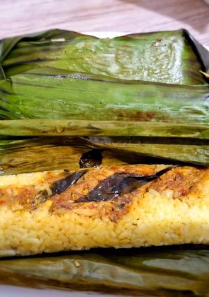 Foto resep Nasi jeruk bakar ikan asap suwir