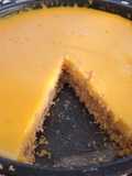 Postre de flan con base crujiente