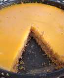 Postre de flan con base crujiente