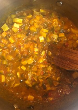 Una foto de Pisto en salsa de pimientos choriceros
