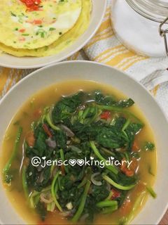 A picture of Stir Fry Spinach with Tomato.