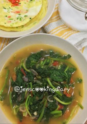 A picture of Stir Fry Spinach with Tomato.
