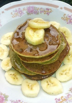 Foto resep Banana Greeny Pancake (Gluten Free + Oil Free)