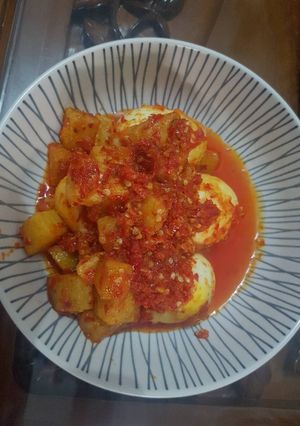 Foto resep Balado telur dan kentang