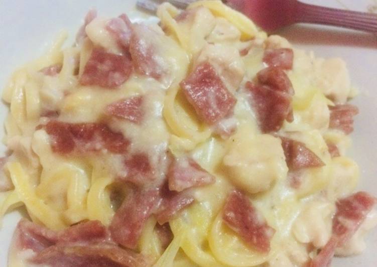 Resep Fettucine carbonara Anti Gagal