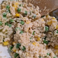 Quinoa salad with peas and sweetcorn A picture of Quinoa salad with peas and sweetcorn.