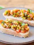 Bruschetta With Green Tomato and Thai Basil 🌿 🍅