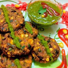 A picture of Channa Dal Kebab with Spicy and Sweet Molli Dhaniya Chutney.