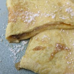 A picture of Sweet omelette with gooseberry compote.