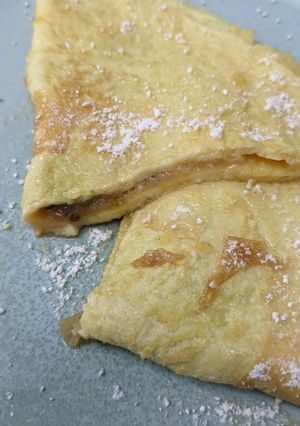 A picture of Sweet omelette with gooseberry compote.