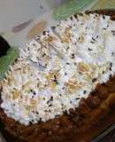 Postre flan sumergido con merengue y dulce de leche