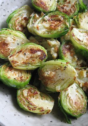 A picture of Pan-fried Garlic Butter Brussels Sprouts.