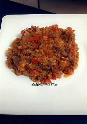 عکسی از دستور خوراک بادمجون و گوشت