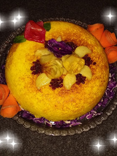 عکسی از دستور تهچین زعفرانی با گوشت
