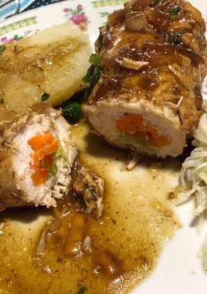 Una foto de Rollos de pollo y verdura (wraps de pollo)