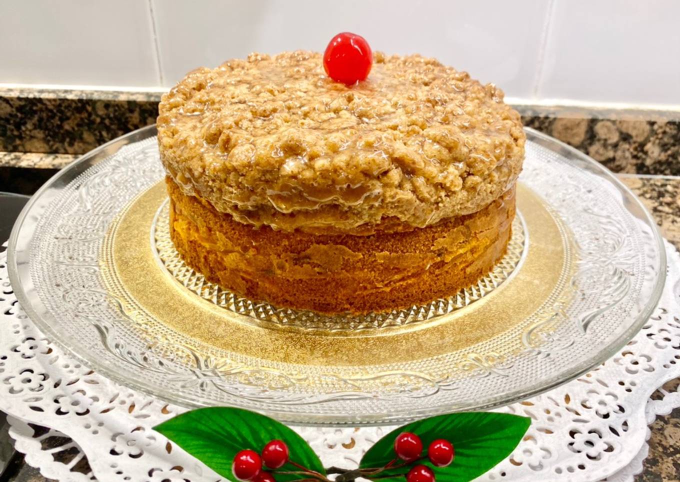 Pastel de manzana, pasas y nueces tipo alemán