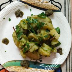 A picture of Chatpati potato and sweet potato chat.