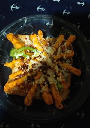 A picture of Kurkure cheese open sandwich.