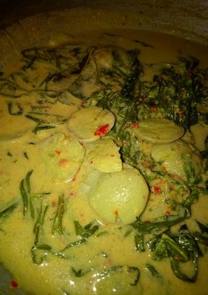 Foto resep Gulai daun singkong + jengkol