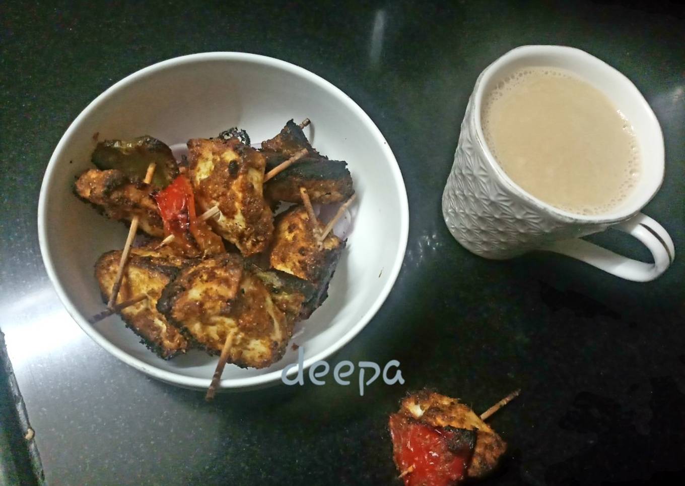 Jhatapat paneer skewer