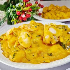 A picture of Yam Pottage with boneless chicken 🐔.