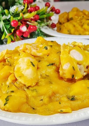 A picture of Yam Pottage with boneless chicken 🐔.