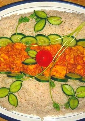 A picture of Haider abadi chicken with simple rice #CookpadRamadan.