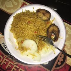 A picture of Abacha with fried Titus fish.