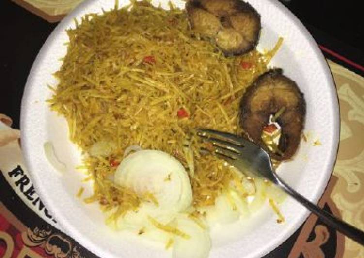 Abacha with fried Titus fish