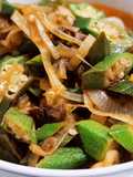 Mushroom sauce lady finger with onion