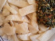 A picture of yam and vegetable sauce