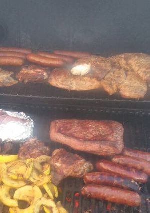 A picture of Grilled cornbeef and squash.