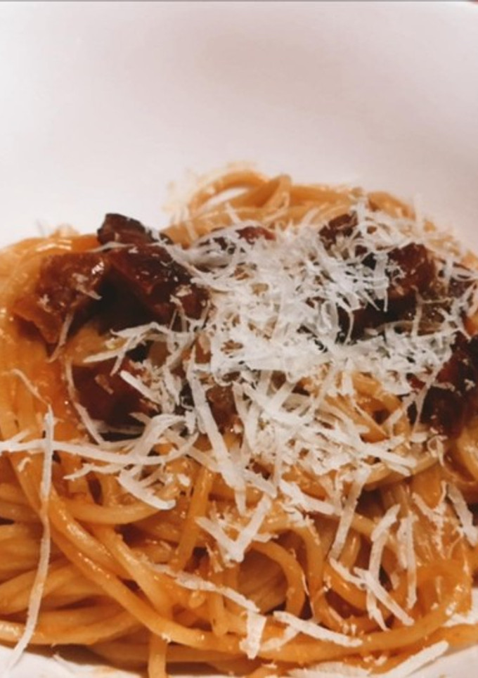 Una foto de Spaghetti con chorizo #unclasico