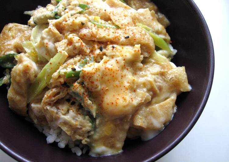 Recipe of Speedy Abura-age (Thin Fried Tofu) &amp; Egg Rice Bowl