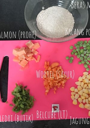 Foto resep Resep MPASI 6M menu 4⭐️ Bubur Salmon + sayur