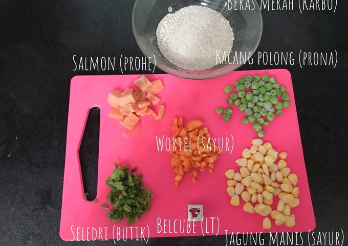 Resep MPASI 6M menu 4⭐️ Bubur Salmon + sayur