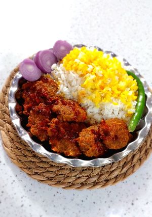 عکسی از دستور 🌸کباب تابه ای با سس زرشک🌸