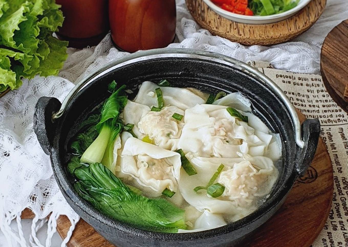 Pangsit Kuah dan sayur